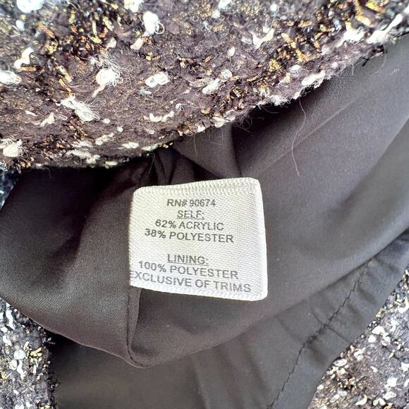 Boston Proper Tweed Jewel Sleeveless Shift‎ Dress | Black/Gold 6 - Picture 5 of 11